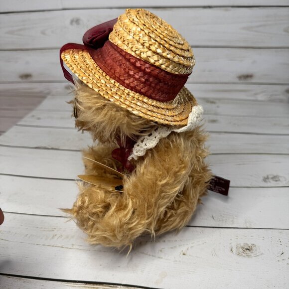 Rosie Bear Brass Button Collectables 10" Plush Bear Glass Hat Tags Vtg - Picture 4 of 10